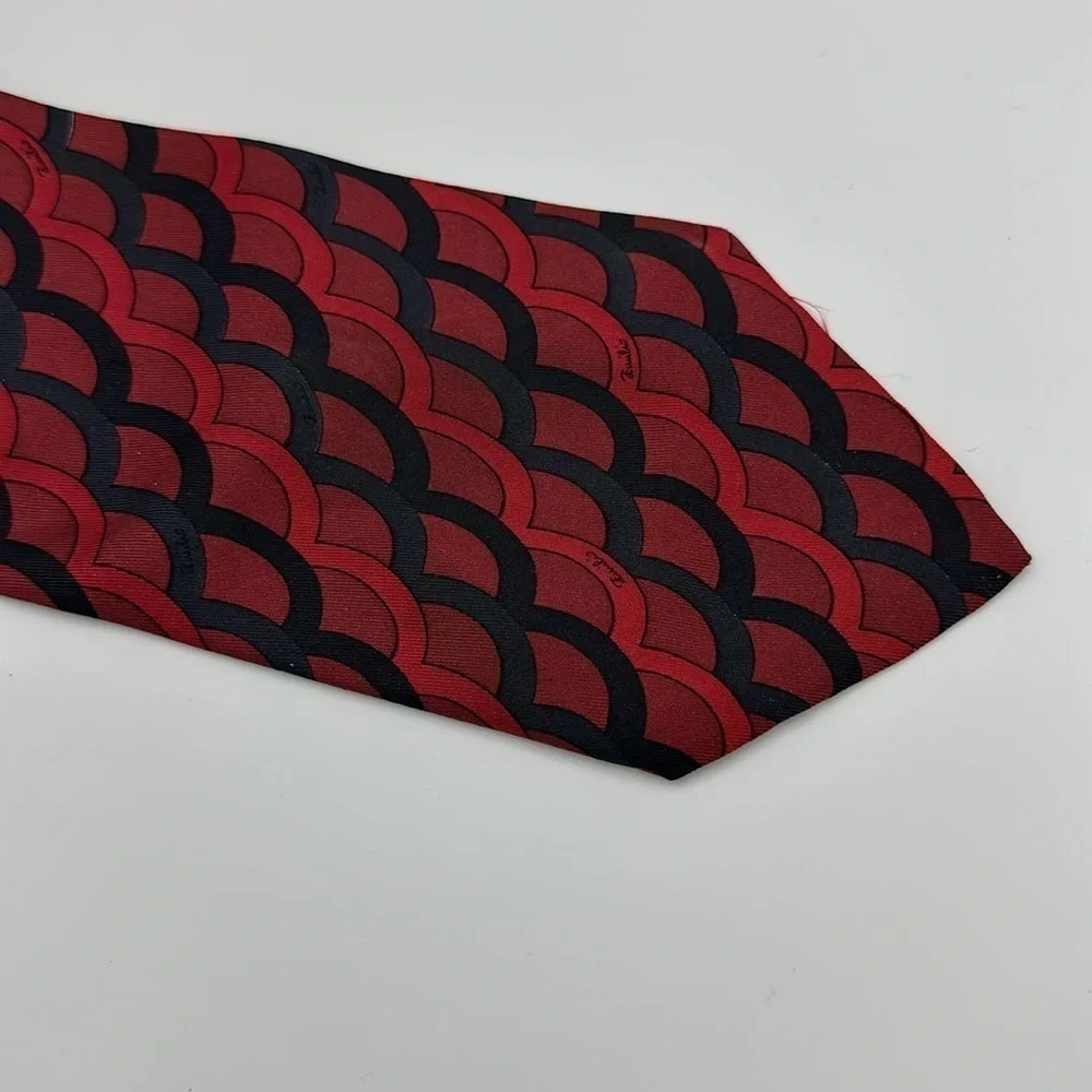 Emilio Pucci Vintage Tie Red Black 56” Long
